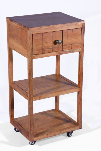 WOODEN 1 DRW CART/KITCHEN TROLLY